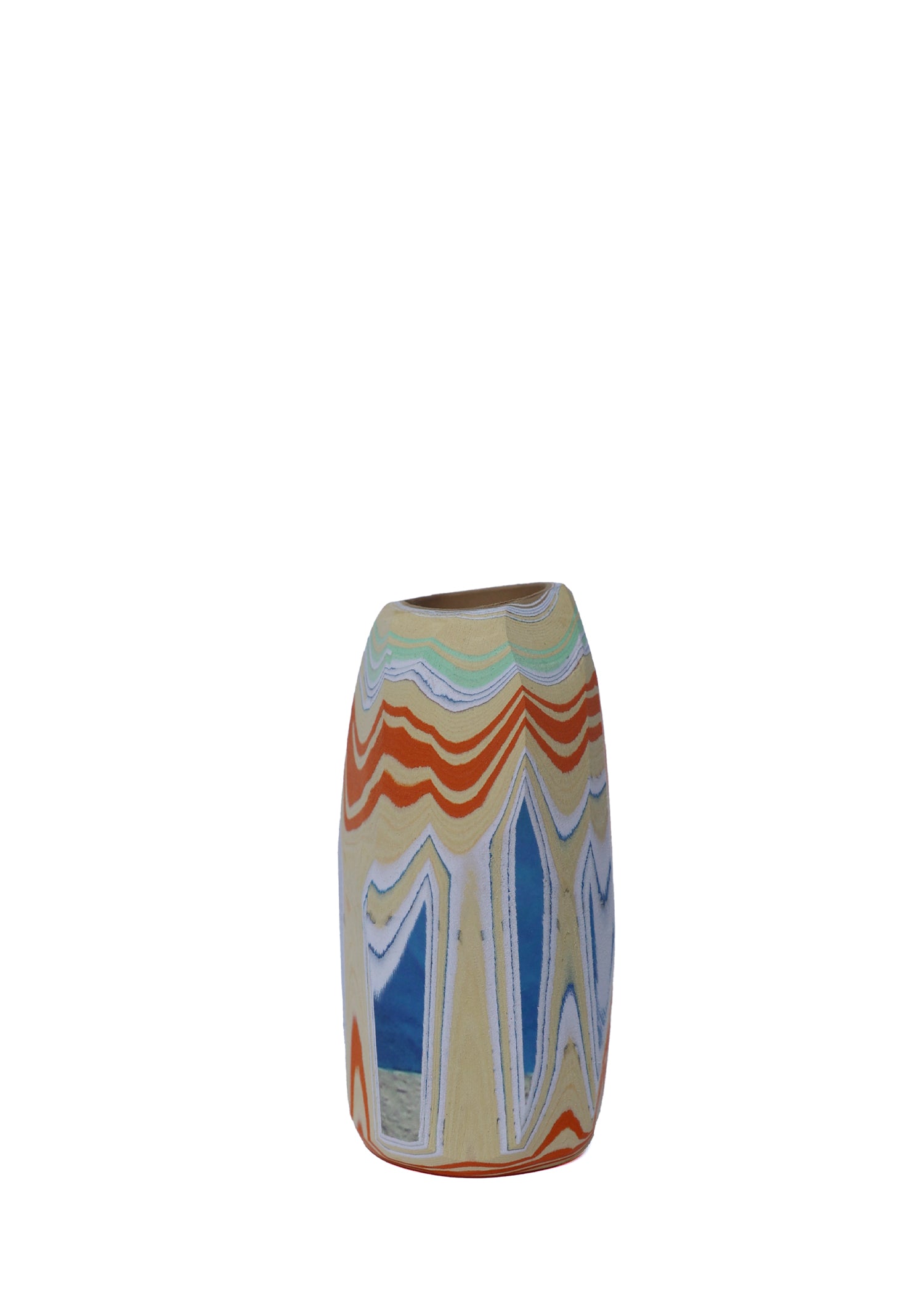 Paper Pebble Vase | Beige & Blue