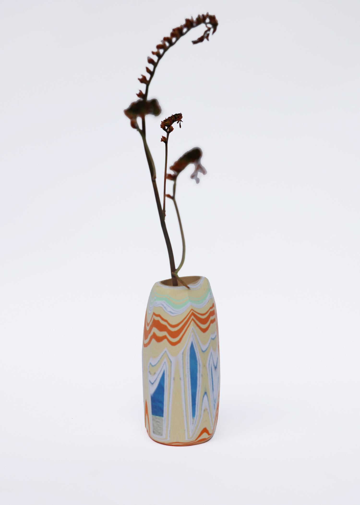 Paper Pebble Vase | Beige & Blue