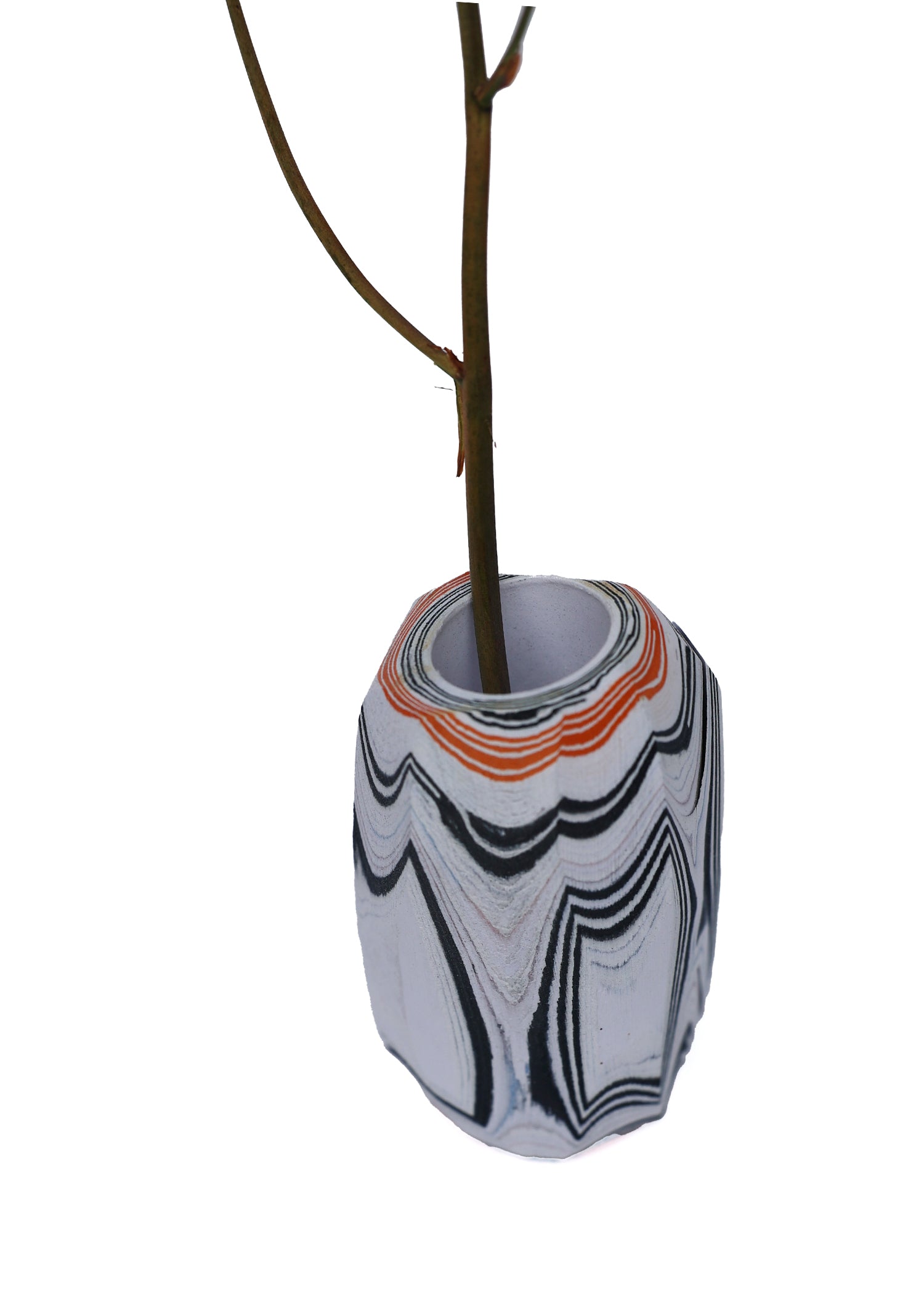 Paper Pebble Vase | Black & Orange